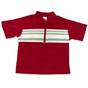 Vintage GAP Cropped Polo Shirt Small Red 1990s Womens Stripes Collared Zipper